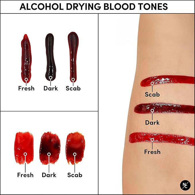 Alcohol Drying Blood, Ultra-Realistic Fake Liquid Blood, SFX Makeup for the Stage, Film, Halloween, and Cosplay - Scab 2oz