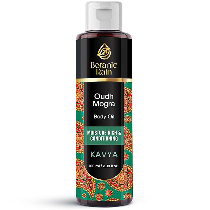 Ayurveda Body Oil with Oudh & Mogra – Organic, Nourishing & Hydrating for Dry, Flaky Skin – Fast Absorbing, Non-Greasy, Ayurvedic for Men & Women – 3.38 fl oz (Pack of 1)