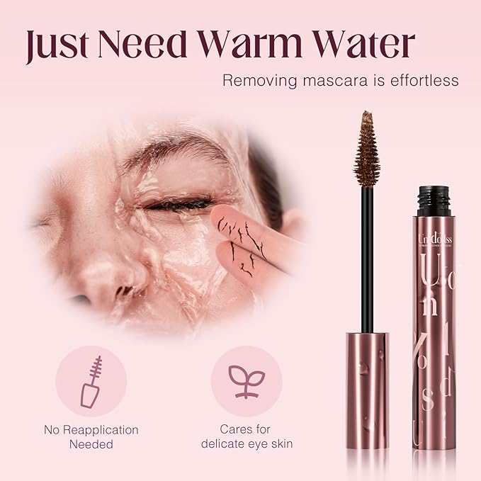 Unidollss Tubing Mascara Brown Length & Volume with Lash-Nourishing Formula, Lash Extension Effect, Smudge-Proof, No Clumps, Washable, Safe for Sensitive Eyes, Perfect for Light Hair & Older Women