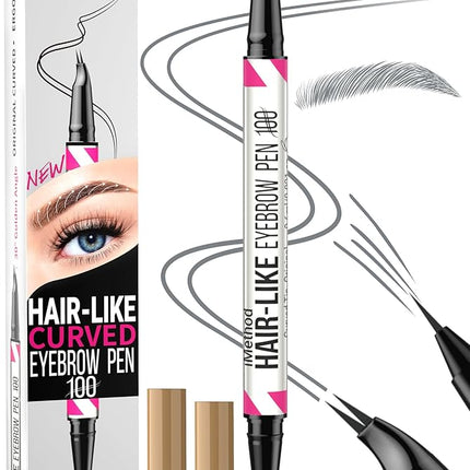 iMethod Curved Eyebrow Pen - 2-in-1 Dual-Ended Eyebrow Pencil with Curved Tip and Precise Brush-Tip for Natural Hair-Like Brows, Eyebrow Pencils for Women, Long Lasting, Grey