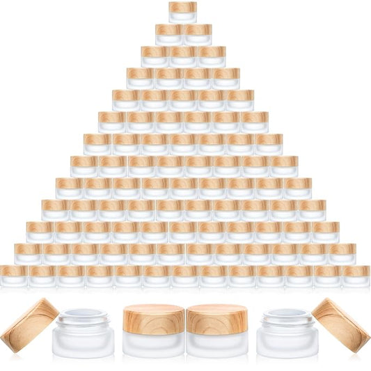 Geiserailie 100 Pieces Glass Cosmetic Containers Empty Sample Jars with Leak Proof Lids Makeup Sample Containers for Lotion Cream Cosmetic (5 Gram)