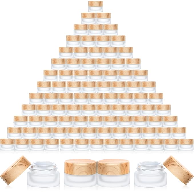 Geiserailie 150 Pieces Glass Cosmetic Containers Empty Sample Jars with Leak Proof Lids Makeup Sample Containers for Lotion Cream Cosmetic (5 Gram)