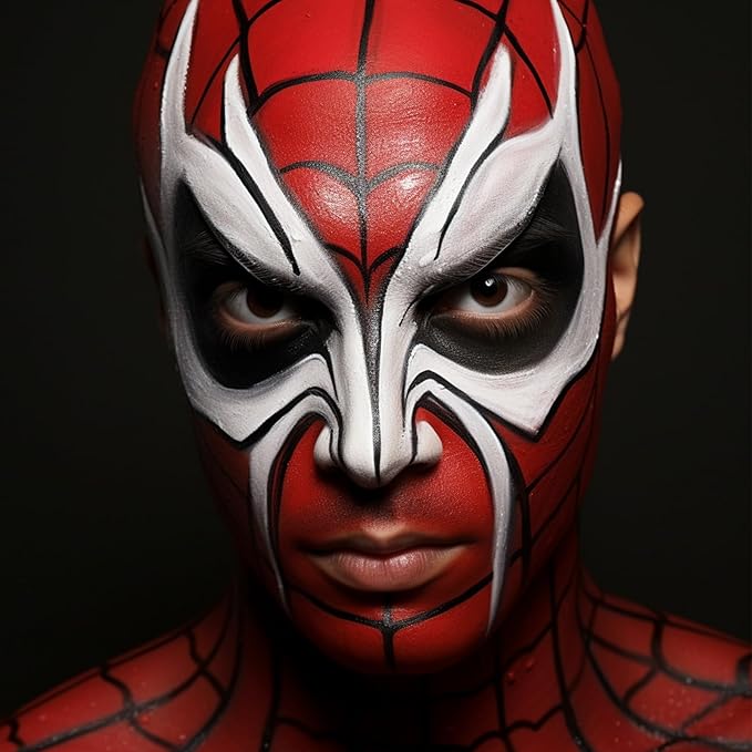 BOBISUKA White Black Red Face Body Paint with 3PCS Sponges Face Painting Kit for Adult Large Capacity Oil Based Paints Palette For Halloween Makeup Clown Joker Devil Cosplay SFX Costume Party