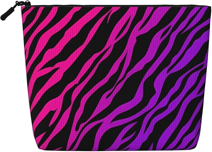 MOLAIGIN Zebra Print Black Pink Cosmetic Bag For Women, Travel Makeup Bag, Toiletry Zipper Bag, Large Capacity Aesthetic Cases