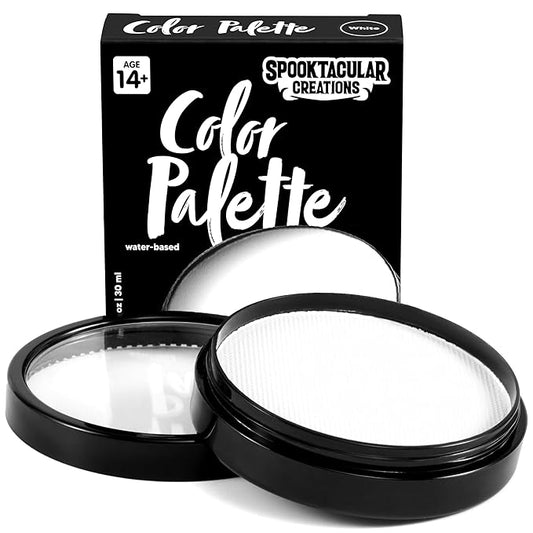 Spooktacular Creations Halloween Makeup Face Body Paint Waterproof Foundation Cream Cake Tub, Halloween Party Cosplay Clown Sfx Costume and Dress Up Makeup for Adult(1 Oz, White)