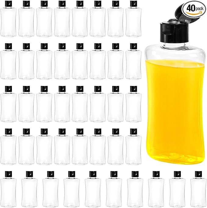 40 Pack Travel Bottles with Flip Cap, 3.4 oz Empty Plastic Travel Size Containers, Leak Proof Squeeze Bottles, Clear Refillable Cosmetic Containers for Toiletries Lotion Shampoo Essential Oil