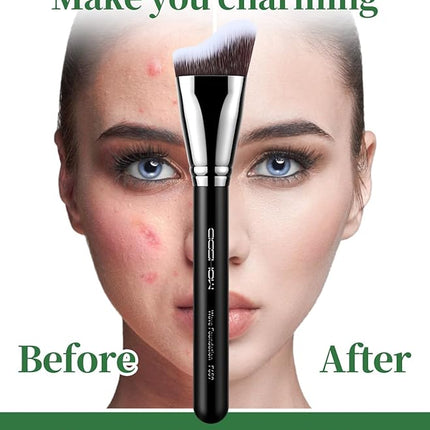 EIGSHOW Foundation Brush with Wave Shaped Head for Liquid, Cream, Powder Blending Cheekbones Jawline, Large Premium Dense Synthetic Bristles (F659)