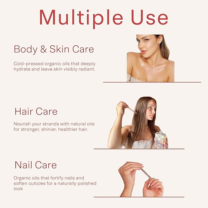 SAFA Rosé Oil - Organic Rose Essential Oil for Face, Body, Hair, Nails & Aromatherapy | After Shower Body Oil | Skin Moisturizer - Natural Scented Perfume for Women - 4 Fl Oz