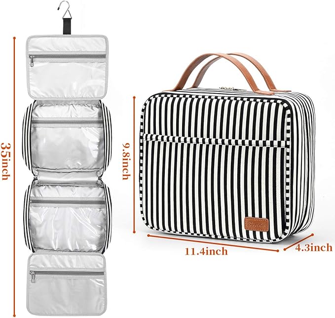 Hanging Travel Toiletry Bag,Large Capacity Cosmetic Travel Toiletry Organizer for Women with 4 Compartments & 1 Sturdy Hook,Perfect for Travel/Daily Use/Christmas