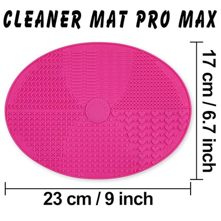 Makeup Brush Cleaner Mat Silicone Brush Cleaning Mat Big Size Make Up Brush Clean Pad with Suction Cup for Makeup Brush Cleaning (Hot Pink)