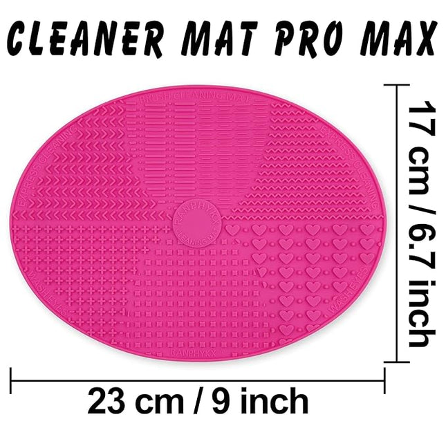 Makeup Brush Cleaner Mat Silicone Brush Cleaning Mat Big Size Make Up Brush Clean Pad with Suction Cup for Makeup Brush Cleaning (Hot Pink)