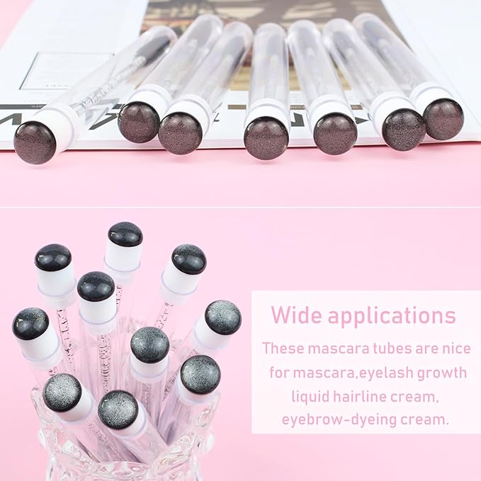 20 Sets Mascara Wands Tube Set Reusable Lash Spoolies Tube Diamond Eyelash Brush Tubes Spoolies Lash Extension Brushes Applicators Makeup Tools (sky-Black)