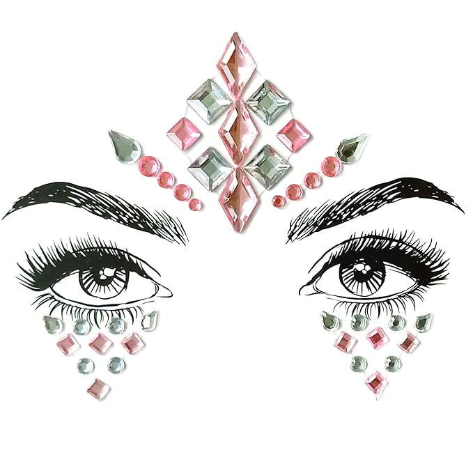 6 Pcs Face Gems, Face jewels, Face Sticker, for Halloween Music Festivals Party Rave Carnival Birthday Party