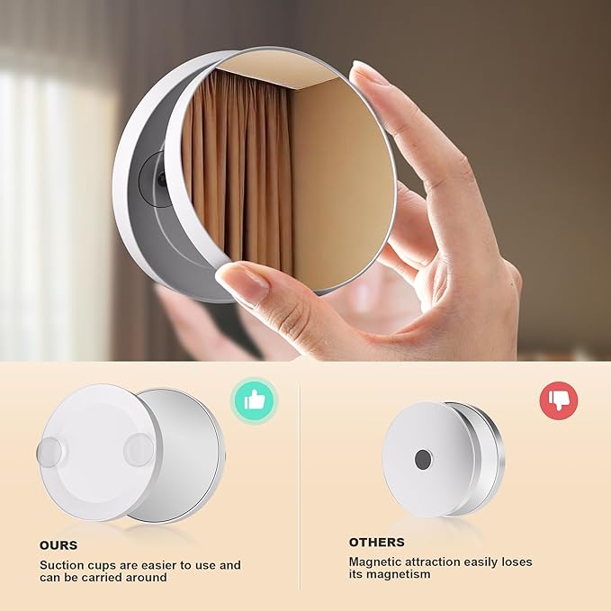 MINISO Vanity Mirror with Lights, 17.7" x 14" LED Makeup Mirror, Light & Brightness Adjustment, Smart Sensor, 360°Rotation, Aluminum Alloy Metal White Frame, with 5X Magnifying Glass