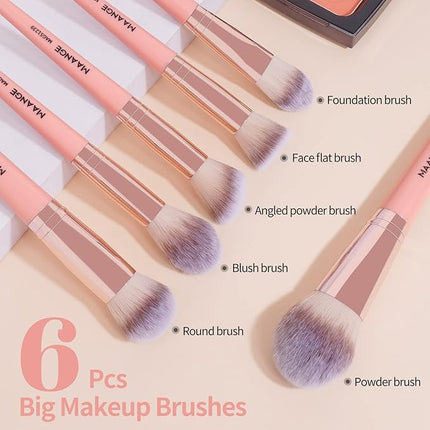 Makeup Brush Set, MAANGE 18 Pcs Premium Synthetic Makeup Brushes Set Soft Foundation Powder Eyeliner Eye Shadow Make up Brushes Professional (Pink)