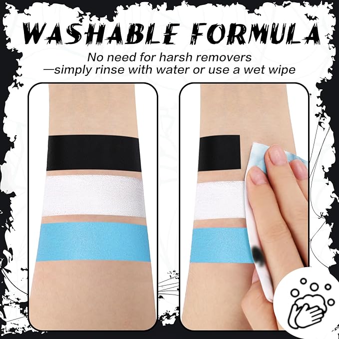 BOBISUKA Light Blue Face & Body Paint Stick Water-Based Washable Face Paint Makeup Stick for Halloween Sally, Corpse Bride, Avatar, Skeleton, Smurf, Cosplay, SFX, Sports Eye Black & Costume Party