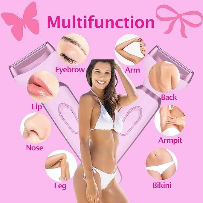 Electric Razors for Women Bikini Shaver for Women 4 in 1 Trimmer, Razors for Shaving Pubic Hair Remover, Painless & Safety for Pubic Body Facial Hair Removal, USB Rechargeable
