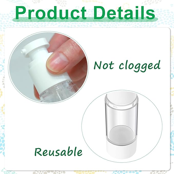 Sabary 60 Pcs Clear Airless Pump Bottles Refillable Cosmetic Travel Size Dispenser Vacuum Plastic Travel Bottles Empty Lotion Pump Dispenser Liquid Toiletry Container(1 oz)
