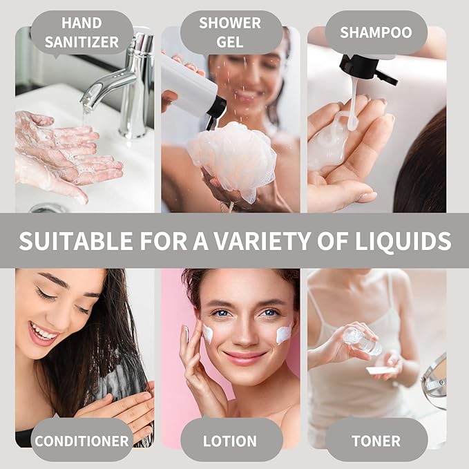 LISAPACK 8.3oz Travel Bottles with Flip Cap (4 Pcs) Empty Dispenser Container for Travel Size Cosmetics (250ml, Clear)