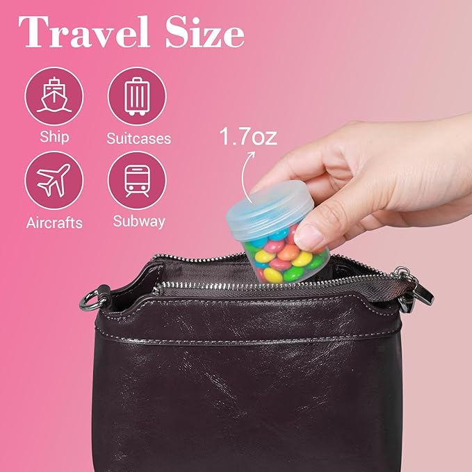 ASEVAT 6 Pack Airtight Plastic Jars, Leak-Proof Travel Size Jar | Refillable Cosmetic Containers for Creams, Lotions, TSA-Approved Clear Jars with Secure Lids (1.7oz, clear)