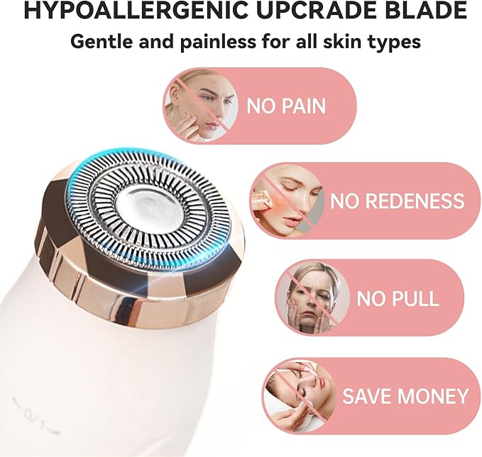 Facial Hair Removal for Women - 3 in 1 Nose Hair Trimmer - Rechargeable Electric Razors Shaver for Face/Leg/Arm/Chin/Eyebrow/Pubic/Bikini Trimmer for Women Lady Body Hair Remover Painless Cordless