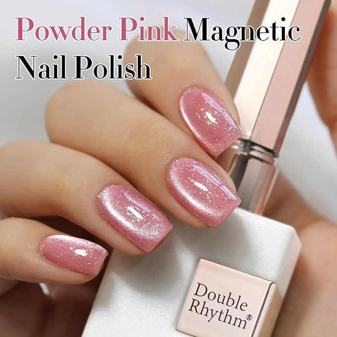 Double Rhythm 0.5 OZ Cat Eye Gel Polish with Magnet 15ML Holographic Glitter Shimmer Translucent Jelly Color Magnetic Nail Polish Salon DIY at Home (MC1012)