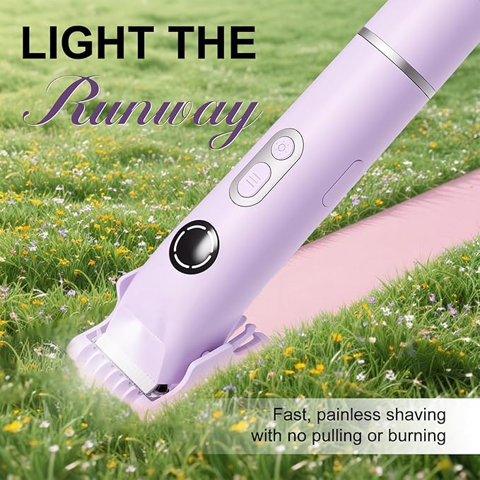 Dermave Bikini Shaver, 4-in-1 Bikini Trimmer for Women, Electric Razors with Dual Heads, Cordless Body Hair Trimmer, Rechargeable Pubic Hair Trimmer for Legs Body Facial Hair, Ceramic Blade