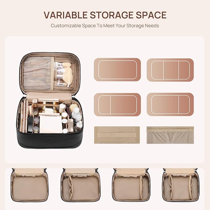 Telena Large Makeup Bag, Travel Toiletry Bag for Women, Vegan Leather Makeup Organizer Case Cosmetic Bag for Travel Essentials