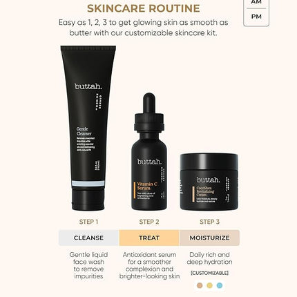 Buttah Skin Transforming Kit for Melanin Rich Skin | CocoShea Revitalizing Cream 2 oz | Vitamin C Serum 1 oz | Buttah Cleanser 3.4 oz | Black Owned Skincare