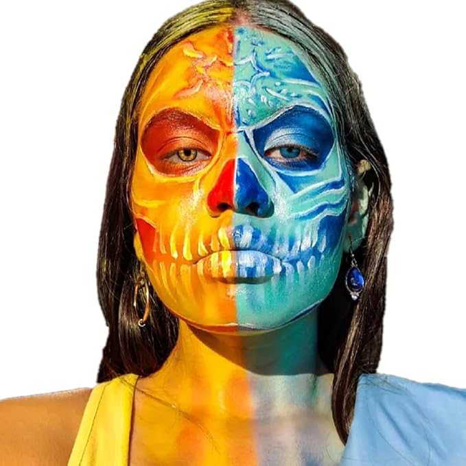 Go Ho Cream-Blendable Teal Face Paint Stick,Full-coverage Teal Body Paint Stick for Halloween Cosplay SFX Makeup,Waterproof Teal Body Paint Stick