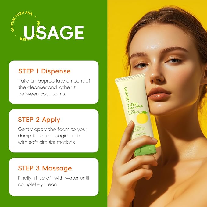 Foaming Face Wash, Citrus Junos Extracts, AHA+BHA, Lactic AcidSalicylic Acid, Sodium Hyaluronate, B5, Exfoliating, Pore Minimizer, Hydrate, Glow Up, 3.53 Oz