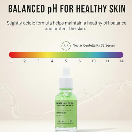 Centella Asiatica Serum Korean - Redness Corrector for Face - 38% Cica Leaf Water and Madecassoside - Ph Balanced - Barrier Support - Lightweight Calming - Rosacea Skincare Serum - Centella Ampoule