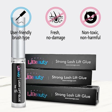 Libeauty Lash Lift Glue 2 Pcs Eyelash Lifting Adhesive Stron Sticky Eyelash Glue for Lash Perm or False Eyelashes and Dissolves Quickly in Water