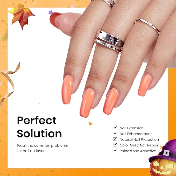 Beetles 3Pcs 15ml Builder Nail Gel with No Wipe Top Coat Gel Nail Polish and Base Coat Halloween Set for Nails Shine Finish and Long Lasting Nail Protection UV/LED Lamp Needed Gift for Women