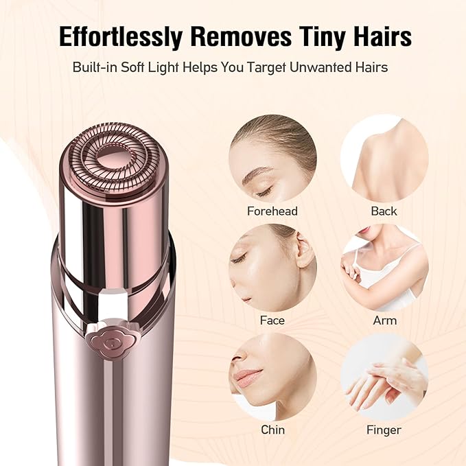 Facial Hair Removal for Women, Hair Removal Device, SEIHAI Rechargeable Hair Remover for Women, Facial Hair Remover for Face, Upper Lip, Chin, Included 2 x Replacement Heads