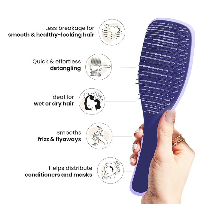 Tangle Teezer Ultimate Detangler Brush for Wet & Dry Hair, Eliminates Knots & Reduces Breakage for All Hair Types, Amazon Exclusive Lilac Purple