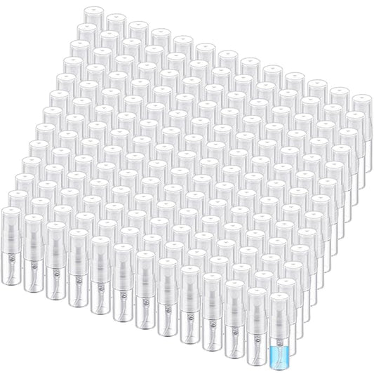 Zhehao 200 Pcs Mini Spray Bottles 2 ml Clear Glass Perfume Bottles Refillable Fine Mist Perfume Atomizer Portable Empty Sample Containers for Cleaning, Essential Oils, Travel (Clear Cap)