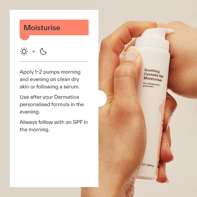 Dermatica Daily Soothing Centella Gel Moisturizer | Hydrating Moisturizer for all Skin Types | Lightweight Oil-Free Gel Moisturizer (50ml)