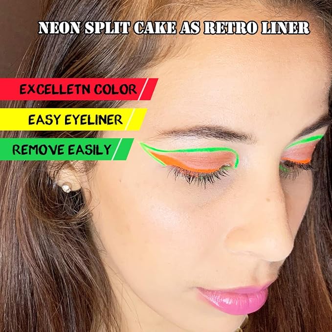 Bowitzki Face and Body Paint Split Cake 50g Body Painting Water Based Eyeliner Graphic Hydra Liner Makeup Glow Fluorescent Color Neon for Halloween Christmas Party Pride - UV Rainbow (Garden)