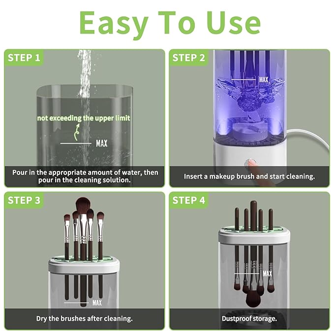 Electric Makeup Brush Cleaner,Portable Automatic Cosmetic Brushes Cleaner Machine,USB Rechargeable,Fits All Brush Sizes,For Home Deep Clean & Travel Quick Wash
