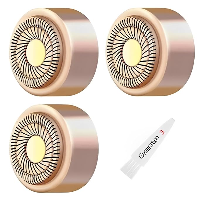 Finishing Touch Flawless Facial Hair Remover, Generation 3 Replacement Heads with 18 Karat Gold-Plated Head, 3 Pack