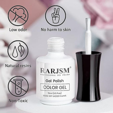 RARJSM Gel Nail Polish, 15ML Pure White Gel Polish UV LED Nail Gel Varnish Soak Off Gel Polish Nail Art Manicure Salon DIY at Home, 0.5 fl.oz