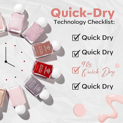 modelones Pastel Pink Nail Polish, Valentines Light Pale Pink 15 ml Quick Dry Nail Lacquer Strengthener Long Last Shine Fingernail Toe Nail Art DIY Home Manicure Gift for Women Girls