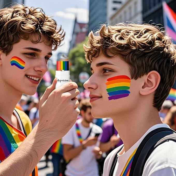 Depvision Rainbow Face Paint 3 pack FOR LGBTQ+ Large Size Pride Face Paint LGBT Pride Flag Color Face Paint Stick Face Paint Makeup Rainbow Body Markers for Events Gay Pride Day Celebrations Party