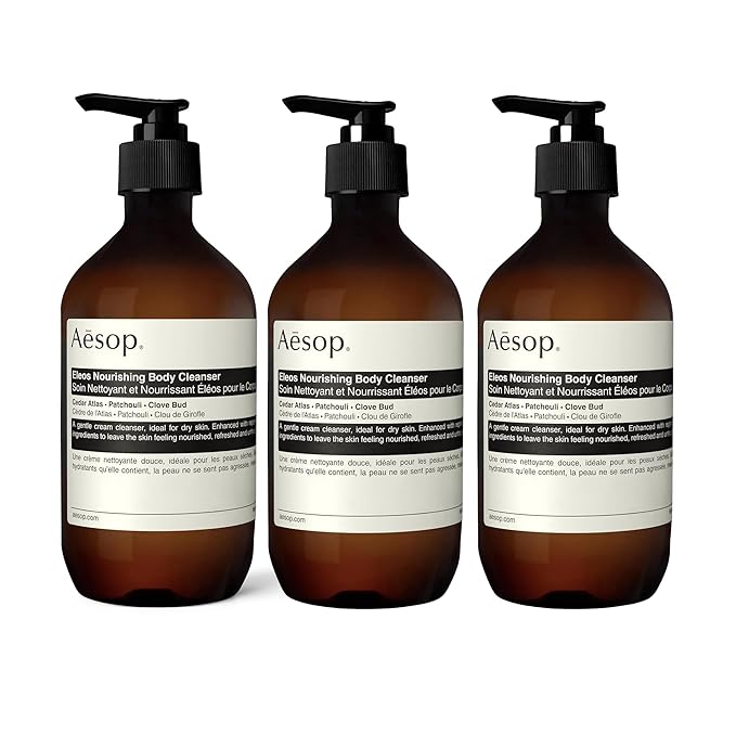 Aesop Eleos Nourishing Body Cleanser | Hydrating Ingredients For Refreshed, Soft Skin | Enriched With Emollients, Humectants, Purifying Botanicals | 500mL / 16.9oz (Pack of 3)