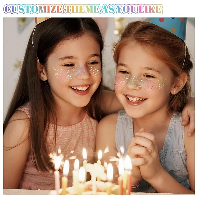 24pcs Glitter Freckles Face Tattoo - Holographic Face Sparkle Freckles Temporary Tattoos for Women Girls, Waterproof & Long Lasting Freckles Makeup Patches for Party, Concerts, Daily Accessories