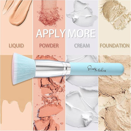 Makeup Brushes Foundation Brush for Liquid Makeup, Flat Top Kabuki Foundation Brush Premium Make up Brushes Liquid Blending Mineral Powder Buffing Stippling Flawless Face Brush Makeup Tools(Blue)