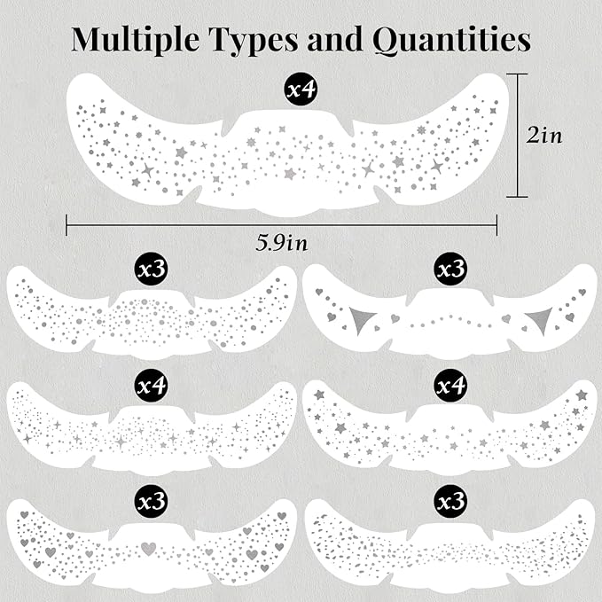 24pcs Glitter Freckles Makeup Patches-Silvery-Face Glitter Speckle, Sparkle Speckles Patches for Women, Cute Fake Freckles, Glitter Freckle Face Tattoo, Accessories for Musical Festival