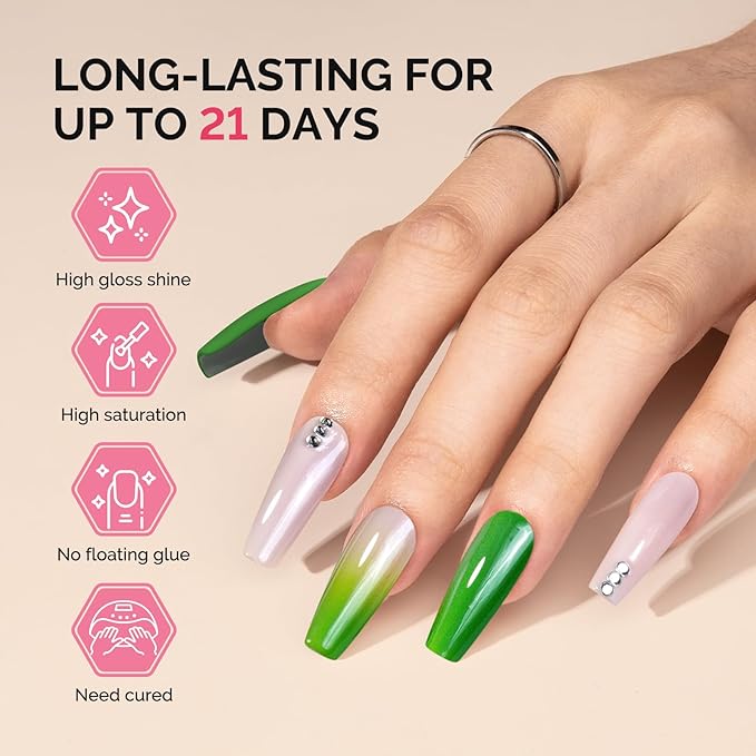 MelodySusie Fleurwee Plant Based Gel Nail Polish, Hema Free Bright Green Nail Polish, Soak Off UV LED Gel Polish Gifts for Women 21 Non Toxic Long Lasting Nail Art Manicure Salon DIY at Home P05