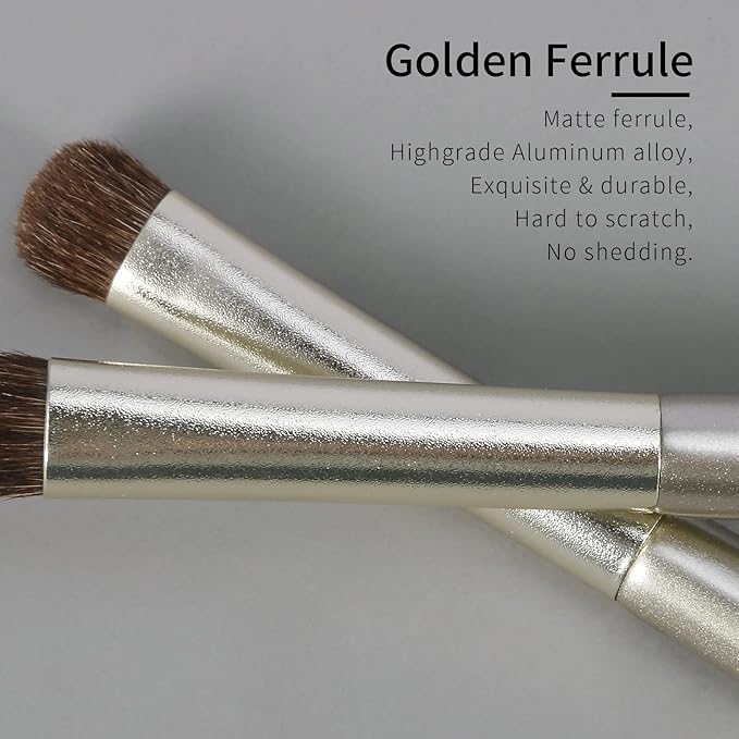Natural Pony Hair Eye Shadow Brush by ENZO KEN, Medium Smudge Eyeshadow Brush, Shader Eye Shadow Brush, Eye Smudge Brush, Single Eyeshadow Brush, Eye Brushes, Eyeshadow Blending Brush. (Gold, E203M)